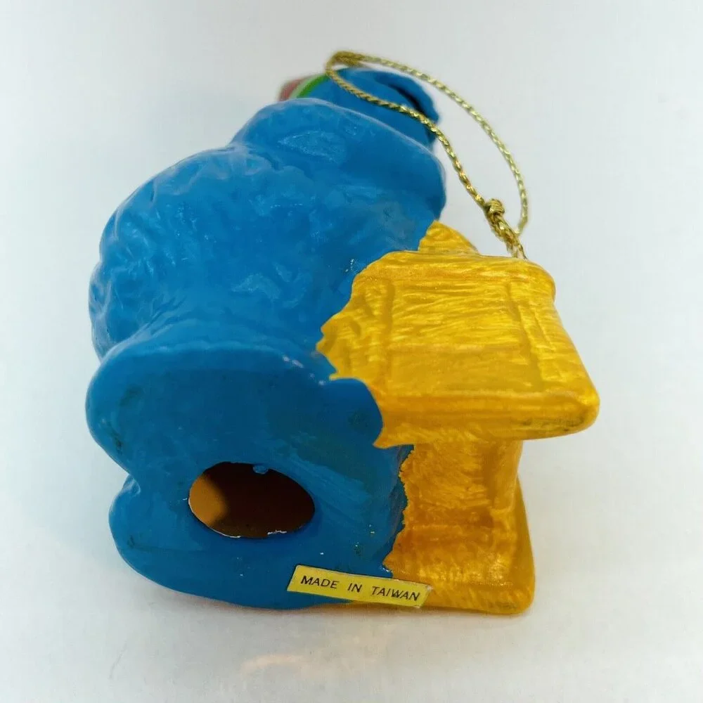 Vintage Christmas Ornament COOKIE MONSTER SESAME ST. MUPPETS Hand Painted Taiwan